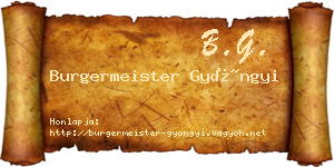 Burgermeister Gyöngyi névjegykártya